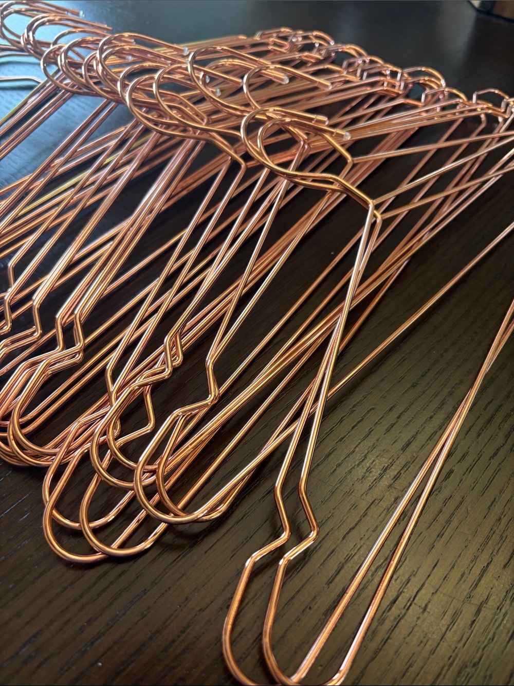 Set of Rose Gold Metal Clothes Hangers - Slim Wire Design